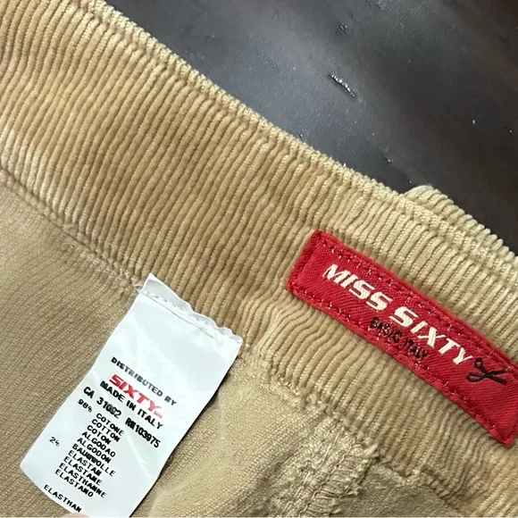 Miss Sixty VTG Women’s Corduroy Beige Cargo w Zipper Flared Legs 29
